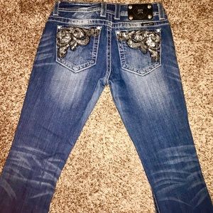 EUC Miss Me Embroidered Boot Cut Jeans